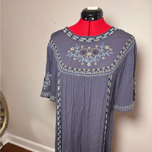 Umgee USA Embroidered Boho Dress Women’s Small Gray - Picture 1 of 4